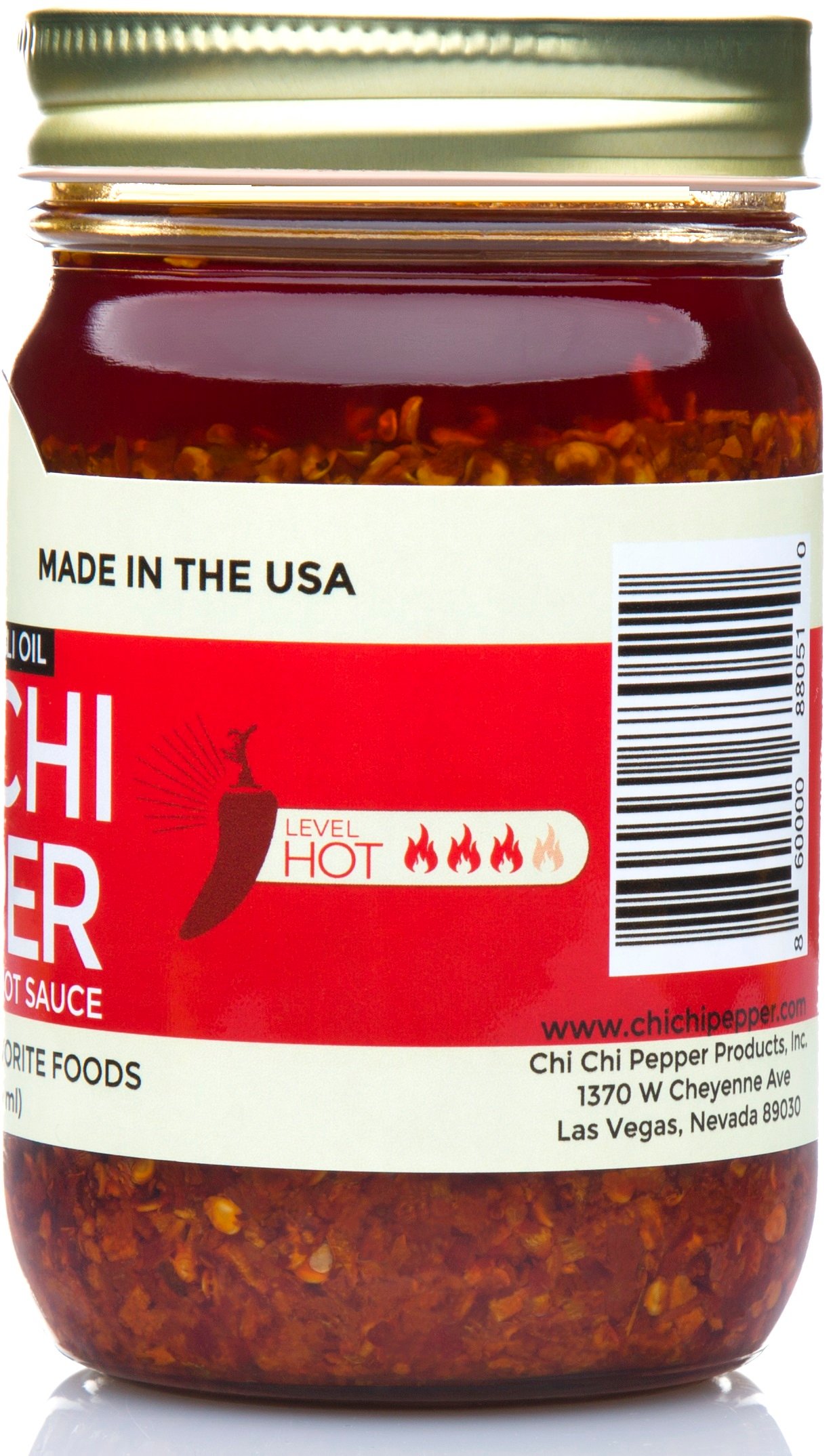 Chi Chi Pepper - All Natural Premium Crunchy Chili Oil Condiment With Garlic & Olive Oil (Spicy) Large 12 OZ Jar